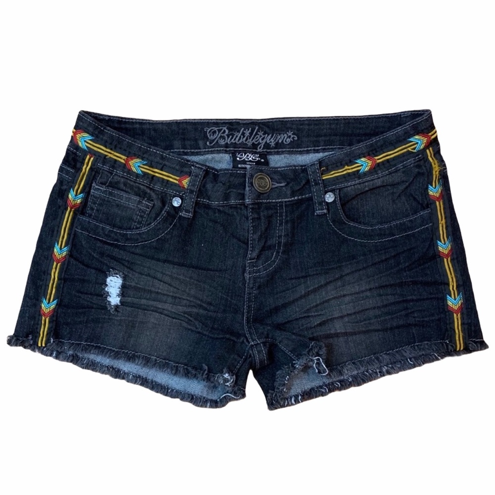 🖤Bubblegum Distressed Aztec Trim Jean Shorts🖤